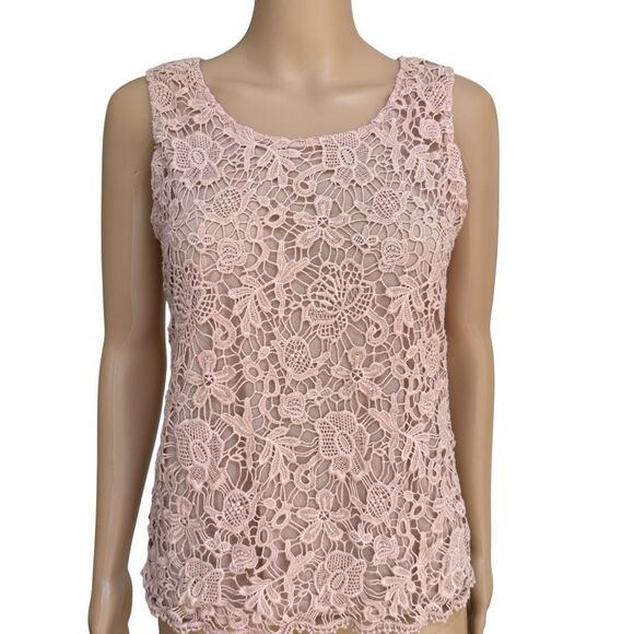 Chico’s sleeveless knit lace top in dusty rose size 1 or M - Picture 1 of 6